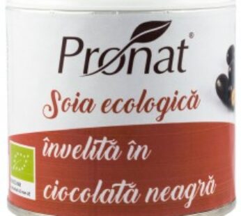 Boabe BIO de soia prajite, invelite in ciocolata neagra, 100g