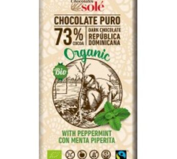 Ciocolata neagra cu menta BIO si Fairtrade 73% cacao, 100g Chocolates Sole