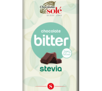 Ciocolata neagra cu stevie, minim 72% cacao, 100g Chocolates Sole