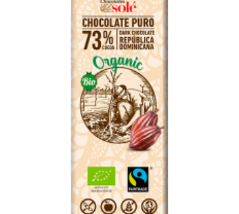 Mini tableta ciocolata neagra BIO 73% cacao, 25 g Chocolates Sole
