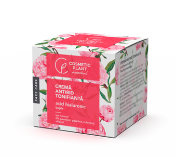 Cremă antirid tonifiantă cu acid hialuronic & bujor, 50ml – Cosmetic Plant
