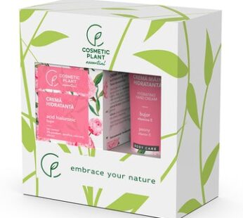 Set cadou Essential – Cremă hidratantă cu acid hialuronic & bujor 50 ml + Cremă mâini hidratantă cu bujor 100 ml – Cosmetic Plant