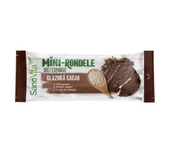 Mini-Rondele din orez cu glazura de cacao, 24g – SanoVita