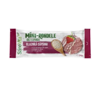 Mini-Rondele din orez cu glazura de capsuni, 24g – SanoVita