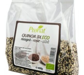 QUINOA 3X – amestec BIO de quinoa (neagra, rosie si alba), 400g