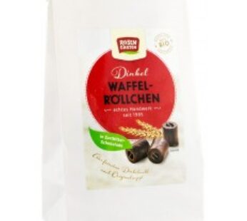 Vafe bio rulate din grau spelta, glazurate in ciocolata neagra, 200 g ROSEN GARTEN