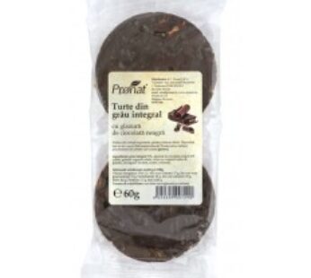 Turte din grau integral cu glazura de ciocolata neagra, 60 g