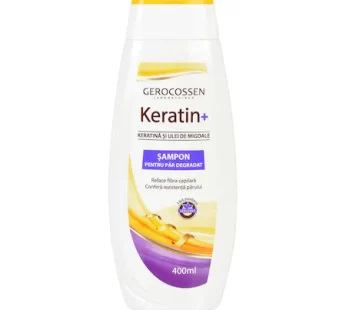 Sampon cu keratina si ulei de migdale pentru par degradat – Keratin+, 400 ml – Gerocossen